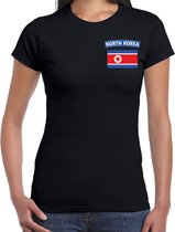 North-Korea t-shirt met vlag zwart op borst voor dames - Noord-Korea landen shirt - supporter kleding L