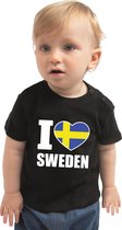 I love Sweden baby shirt zwart jongens en meisjes - Kraamcadeau - Babykleding - Zweden landen t-shirt 68 (3-6 maanden)
