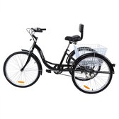 BrightWise® Driewieler Volwassenen Ergonomisch Design Inclusief Rugleuning & Opbergmand - Driewielfiets volwassenen - Zijwielen voor volwassenen - Driewielfiets - 7 versnellingen - 60cm (band