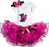 3-delig eerste verjaardag setje Lieveheersbeestje roze, wit en zwart