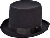 hoge hoed met strik 28 cm polyester zwart