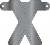 slingerletter X 12,5 x 11 cm karton zilver