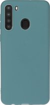 Samsung Galaxy A21 Hoesje - Mobigear - Color Serie - TPU Backcover - Turquoise - Hoesje Geschikt Voor Samsung Galaxy A21