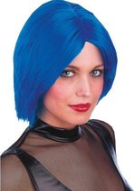 pruik kort dames synthetisch blauw one-size