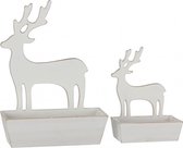 kerstdecoratie hert 24/36 cm wit 2-delig