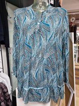 Dames print tuniek, kleur petrol, maat one size