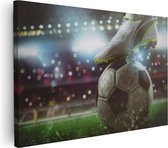 Artaza Canvas Schilderij Voetbal Aftrap Met De Bal In Het Stadion - 90x60 - Foto Op Canvas - Canvas Print