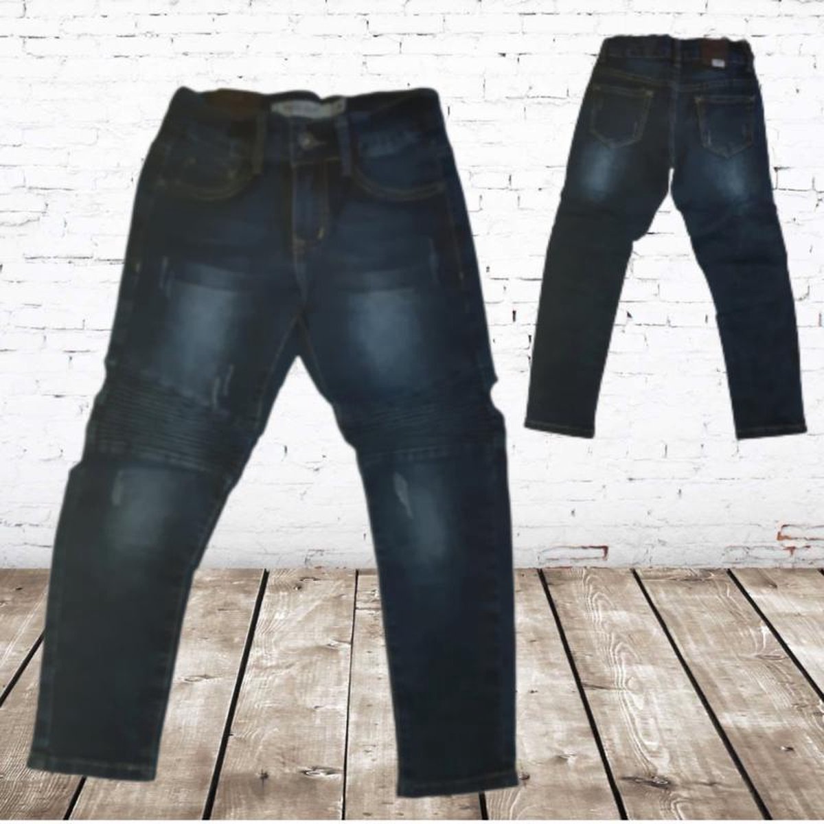 Meisjes spijkerbroek biker - Blauw - 110/116