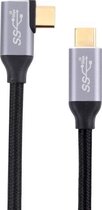 USB-C / Type-C Male naar USB-C / Type-C Elleboog Transmissie Datakabel, Kabellengte: 0,5 m