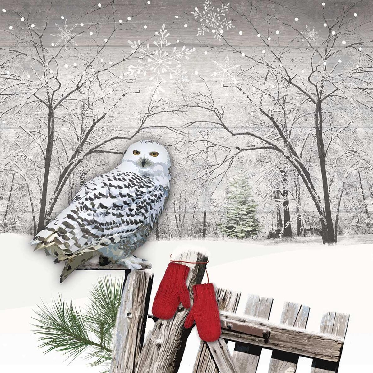 PPD - Wintry Owl - papieren cocktail servetten