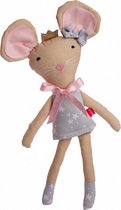 knuffelpop Muis meisjes 36 cm katoen grijs/roze