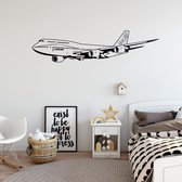 Muursticker Vliegtuig 747 - Geel - 120 x 30 cm - baby en kinderkamer - voertuig baby en kinderkamer alle