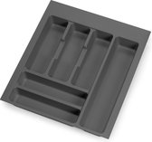 Emuca Bestekbak Optima voor keukenladen Vertex/Concept 500, unit 450 mm, Planken 16mm, Kunststof, antraciet grijs