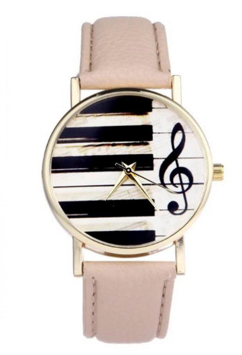 Hidzo Horloge Piano - Ø 37 mm - Creme - Kunststof