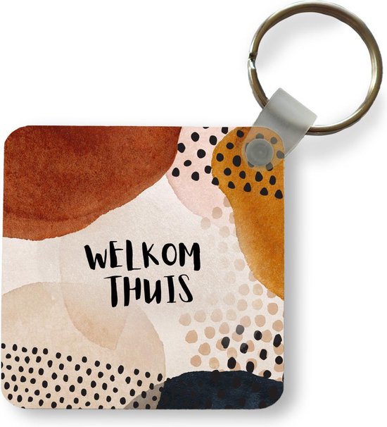 Sleutelhanger - Uitdeelcadeautjes - Stippen - 'Welkom thuis' - Spreuken - Quotes - Plastic - Kadootjes onder de 10 euro