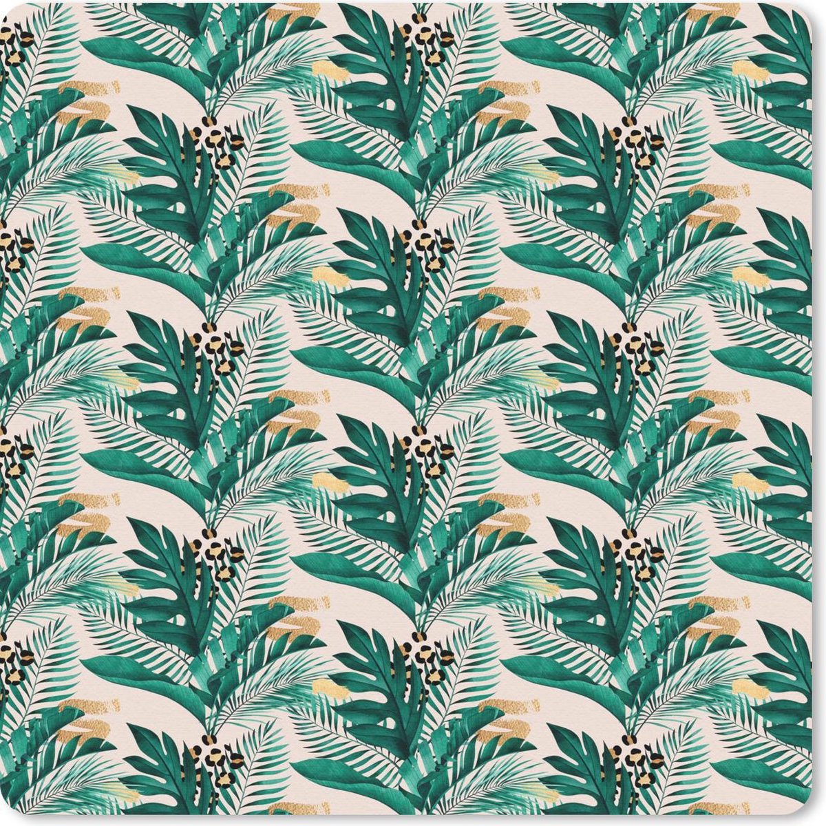 Muismat 30x30 cm - Mousepad Tropical - Blauw - Bladeren - Muismatten