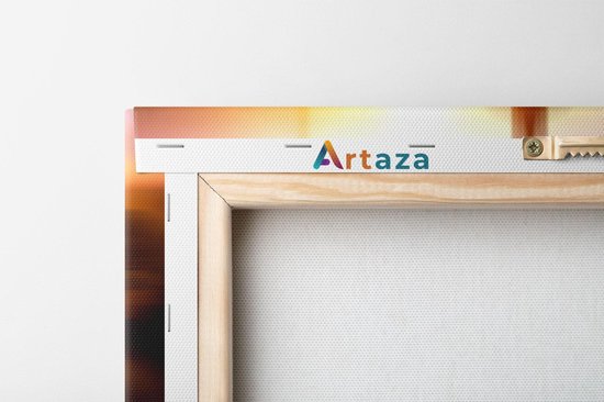 Pentaptyque Artaza - Peinture sur toile - Silhouette de statue de Bouddha avec coucher de soleil - 100x50 - Photo sur toile - Impression sur toile