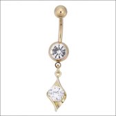 Navelpiercing met hanger goudkleurig chirurgisch staal zirkonia chirurgisch staal volwassenen dames