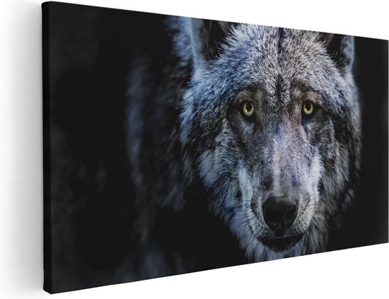 Artaza - Canvas Schilderij - Grijze Wolvenkop - Wolf - Foto Op Canvas - Canvas Print