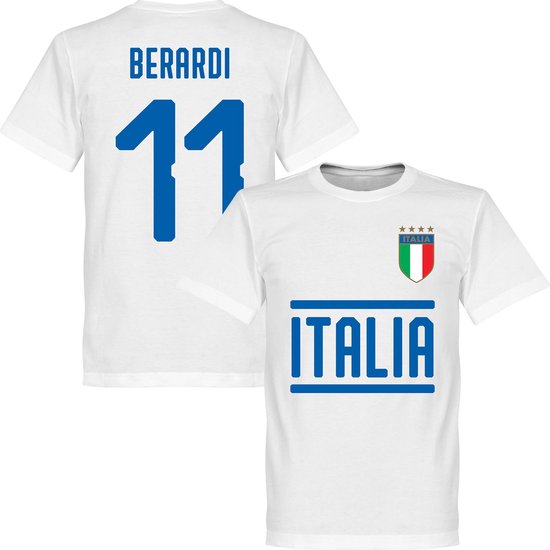 Italië Berardi 11 Team T-Shirt - Wit - XS