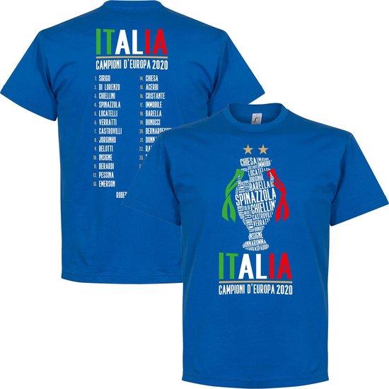 Italië Champions Of Europe 2021 Selectie T-Shirt - Blauw - 3XL