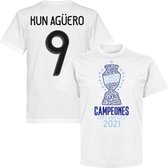 Argentinië Copa America 2021 Winners Kun Aguero 9 T-Shirt - Wit - XXL