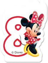cijferkaars '8' Minnie Mouse junior 8 cm wax rood