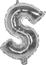 ballon letter S zilver 36 cm