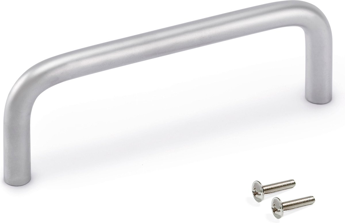 Emuca Meubelgrepen, D. 8 mm, gatenafstand 96 mm, Staal, Mat verchroomd, 20 st.