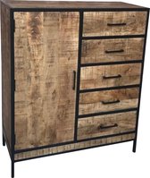 GB Highboard - Mangohout - Matzwart Staal - 102x45x120