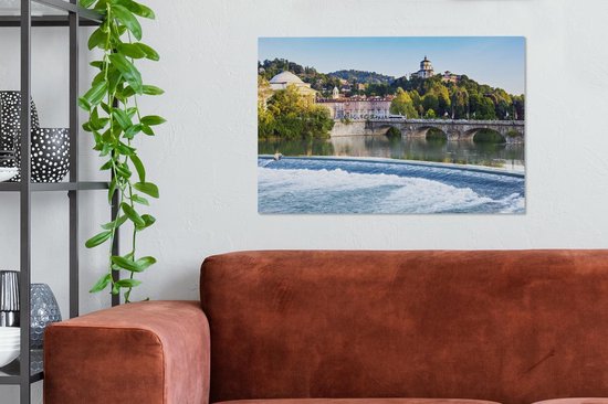 Tableau Toile Turin - Pont - Rivière - 90x60 cm - Décoration murale