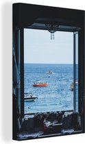 Canvas Schilderij Italië - Zee - Boot - 40x60 cm - Wanddecoratie