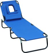 Nancy's Eastham Ligstoel - Tuinstoel - Kussen - Hoofdsteun - Opvouwbaar - Blauw/Zwart/Grijs
