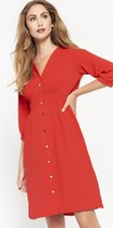 LOLALIZA Rechte jurk met knopen - Rood - Maat 42