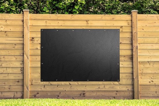 Décoration murale murale Structure cuir - noir et blanc - 180x120 cm - Poster jardin - Toile jardin - Poster extérieur