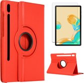 Case2go - Tablet hoes geschikt voor Samsung Galaxy Tab S7 Plus (2020) - Draaibare Book Case + Screenprotector - 12.4 Inch - Rood