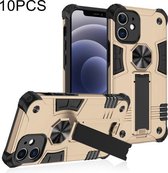 10 stuks schokbestendige TPU + pc-beschermhoes met onzichtbare houder voor iPhone 12 (goud)