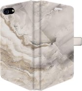Apple iPhone 7 Telefoonhoesje - Portemonneehoesje  - Met pasjeshouder - Met Marmerprint - Marmer - Wit