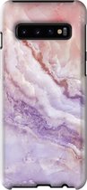 Samsung Galaxy S10 Telefoonhoesje - Extra Stevig Hoesje - 2 lagen bescherming - Met Marmerprint - Marmer - Roze