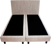 Bedworld Boxspring 160x210 - Geveerd - Waterafstotend fijn - Wit grijs (MV83)