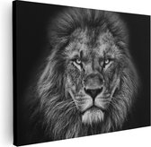 Artaza Canvas Schilderij Leeuw - Leeuwenkop - Zwart Wit - 40x30 - Klein - Foto Op Canvas - Canvas Print