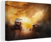 Canvas Schilderij Race - Auto - Modder - 60x40 cm - Wanddecoratie