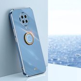 Voor Xiaomi Redmi K30 Pro XINLI Straight 6D Plating Gold Edge TPU Shockproof Case met Ring Holder (Celestial Blue)