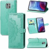 Voor Motorola Moto G Power 2021 Mandala Bloem Reliëf Horizontale Flip Lederen Case met Houder & Drie Kaartsleuven & Portemonnee & Lanyard (Groen)