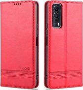 Voor vivo Y53s AZNS Magnetische Kalf Textuur Horizontale Flip Leather Case met Kaartsleuven & Houder & Portemonnee (Rood)