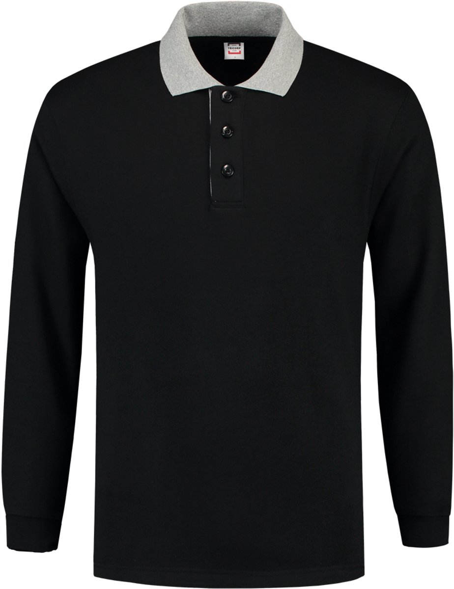Tricorp Polo Sweater Contrast  301006 Zwart / Grijs - Maat S