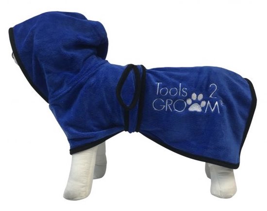 Tools 2 groom - badjas voor honden - blauw