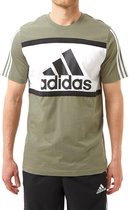 Adidas Essentials Logo Colorblock Shirt Groen Heren - Maat S