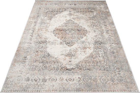 Tapiso Valley Rug Salon Chambre Grijs Cadre Design Vintage Fleurs Durable Home Decor Haute Qualité Tapis Taille - 80x150