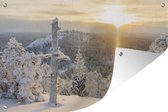 Muurdecoratie Winter landschap onder felle zon - 180x120 cm - Tuinposter - Tuindoek - Buitenposter